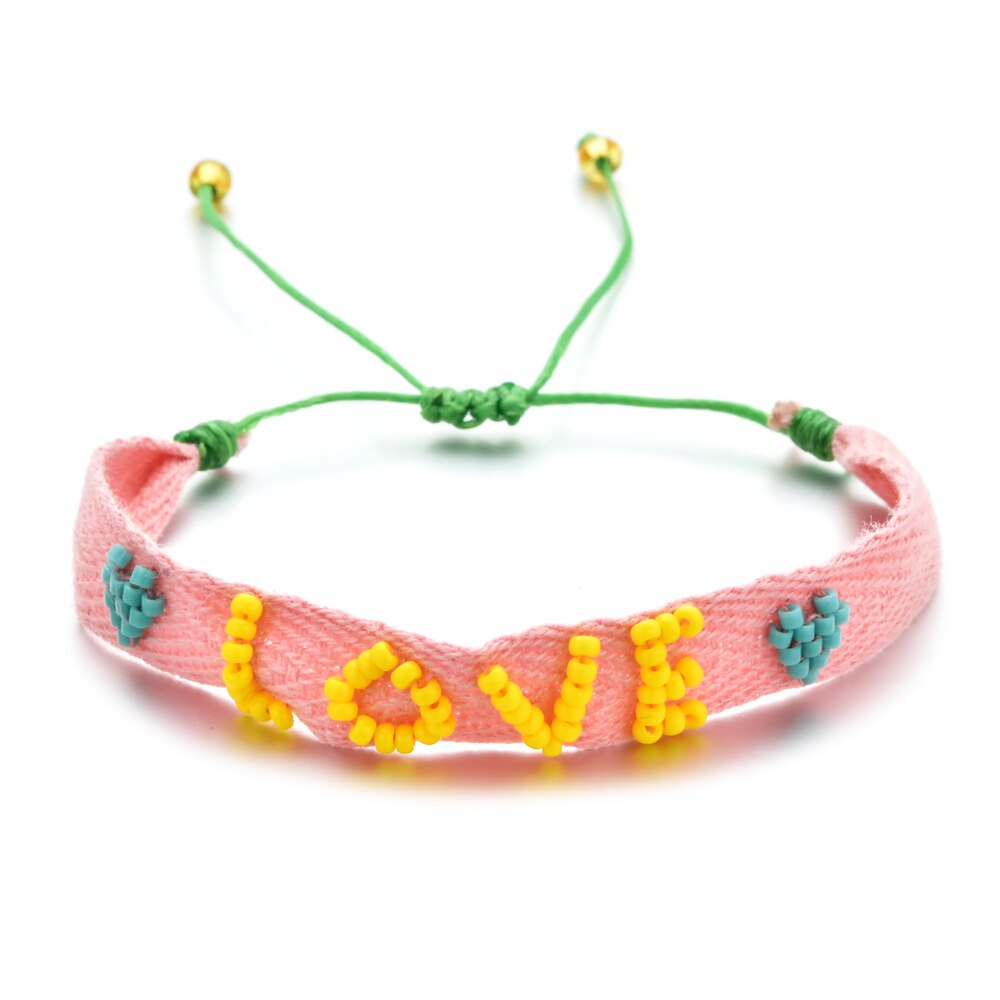 Zmzy bonito pulseiras para meninas jóias miyuki pulseira jóias artesanal arco-íris carta amor jóias por atacado pulsera: SL926