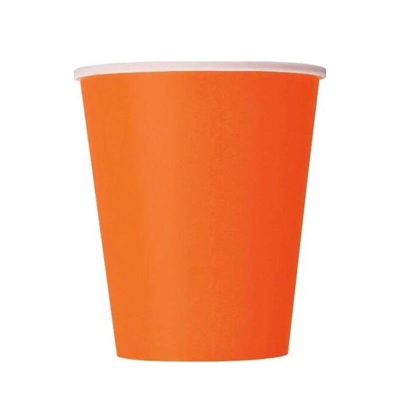 20 stk merke papirkopper 9oz ensfargede papirkopper bursdagsfest servise catering engangs tykk farget: Oransje