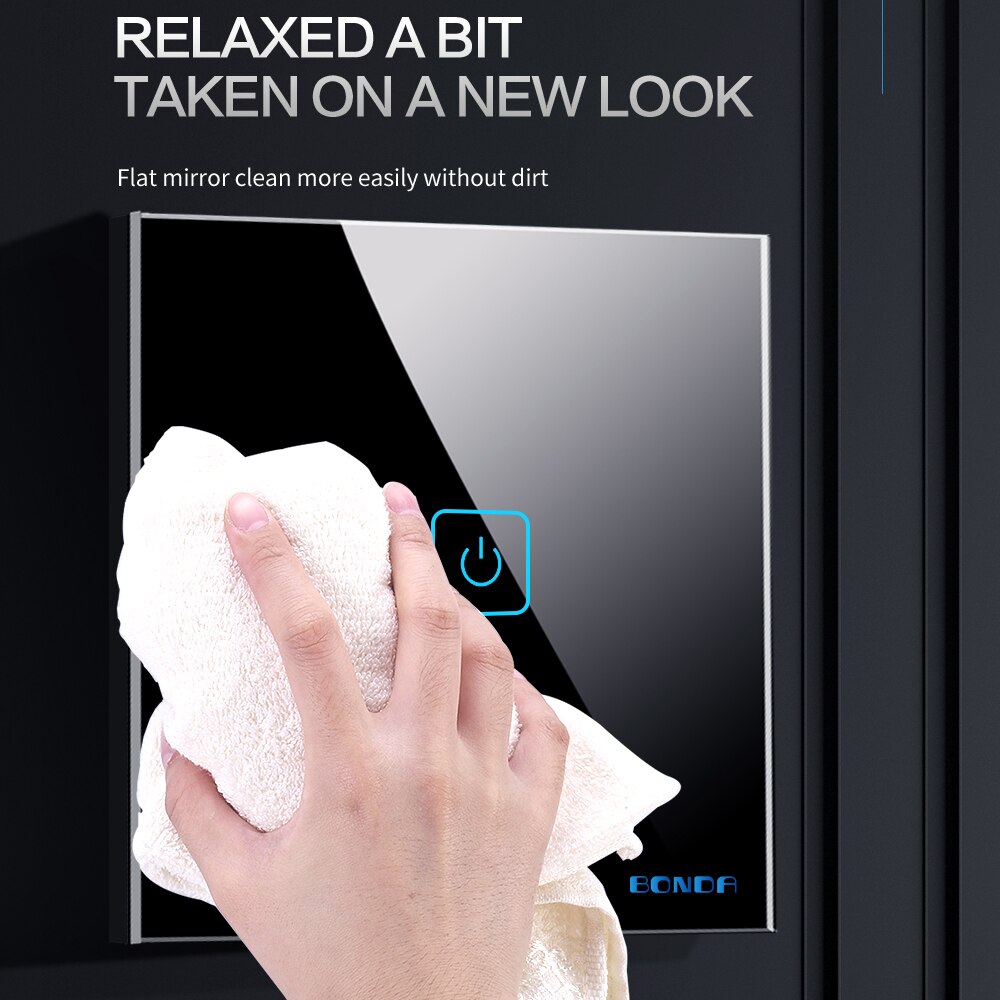 Touch Switch EU Standard 220 V Power Led Tempered Crystal Glass Panel 1/2/3 Gang 1 Way Wall Lamp Light Sensor Switches on Off