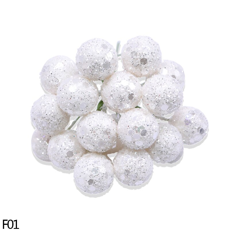 100 st konstgjorda glitter frukt ståndare körsbär små bär pärlor för bröllop gör själv blomkrans bröllopslåda dekoration: F01