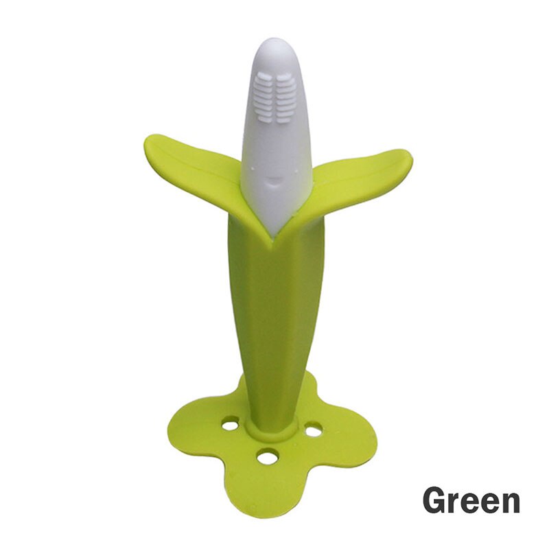 Banana Massaggiagengive bambino Macinazione Bastone bambino Denti Decidui Molare Massaggiagengive Commestibile Materiale Del silicone Banana Spazzolino Da Denti: verde