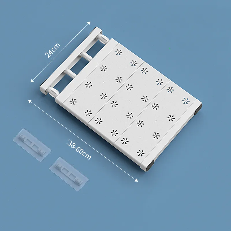 Adjustable Wardrobe Layering Partition Retractable Shelf Cabinet Wardrobe Storage Shelves Wall Mounted Partition Layered Rack: GRAY