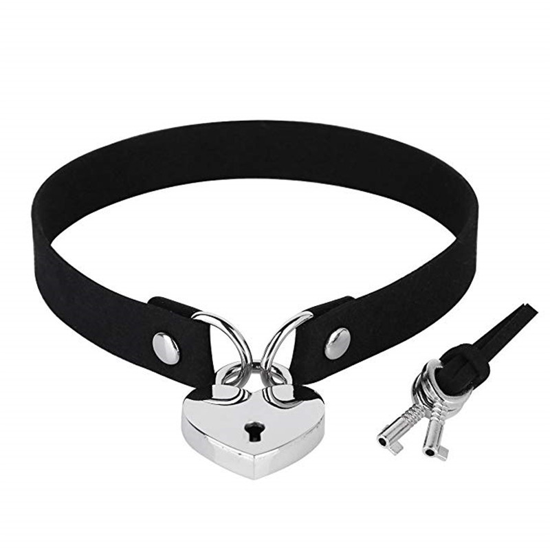 Punk Rock collana in pelle PU gotica cuore tondo Spike rivetto colletto con borchie girocollo collana a catena regalo fatto a mano gioielli per il corpo