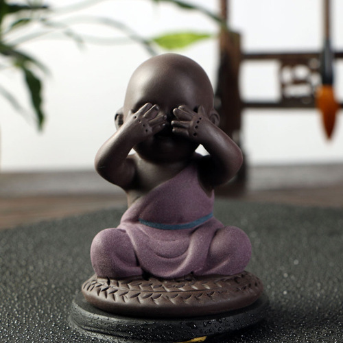 Auténtico Yixing té de arcilla púrpura mascota Kungfu juego de té accesorios hechos a mano encantador té monje mascota coche ornamento Zisha decoración artesanía: A