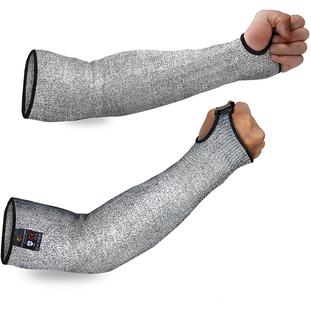 1/2 Pair Level 5 HPPE Safety Arm Sleeve Cover Cut Resistant Anti-Puncture Work Protection Arm Elbow Wrist Guard Gloves 35/45CM: Red