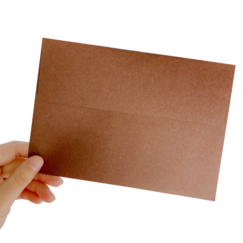 100PCS Candy color Envelope Postcard Stationery School Office Kraft Envelopes handmade 175*125MM: Leather color