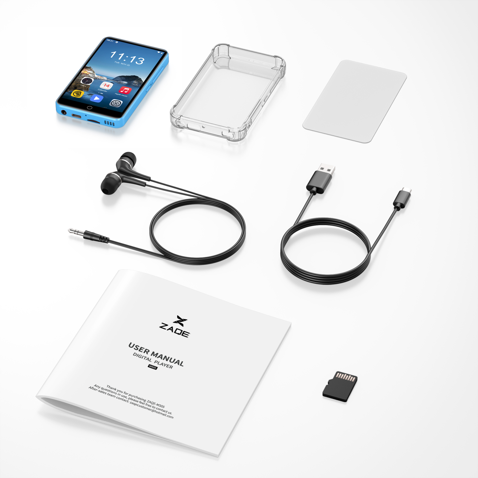 Reproductor de MP3 ZAQE de 80 GB, compatible con Bluetooth y LAN inalámbrico, reproductor MP4 MP3 con pantalla completamente táctil de 4,0 pulgadas, libro electrónico, reloj, compatible con m