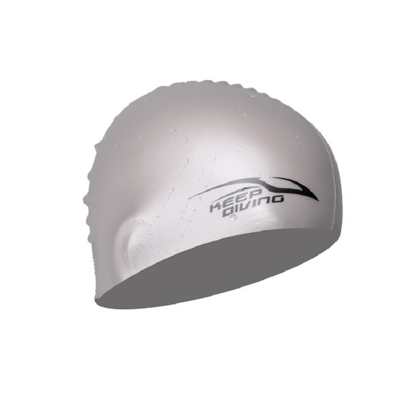 De silicona tela de poliuretano impermeable proteger las orejas Pelo Largo deportes gorro de piscina de natación de 3D forma ergonómica gorras de natación: Gris claro