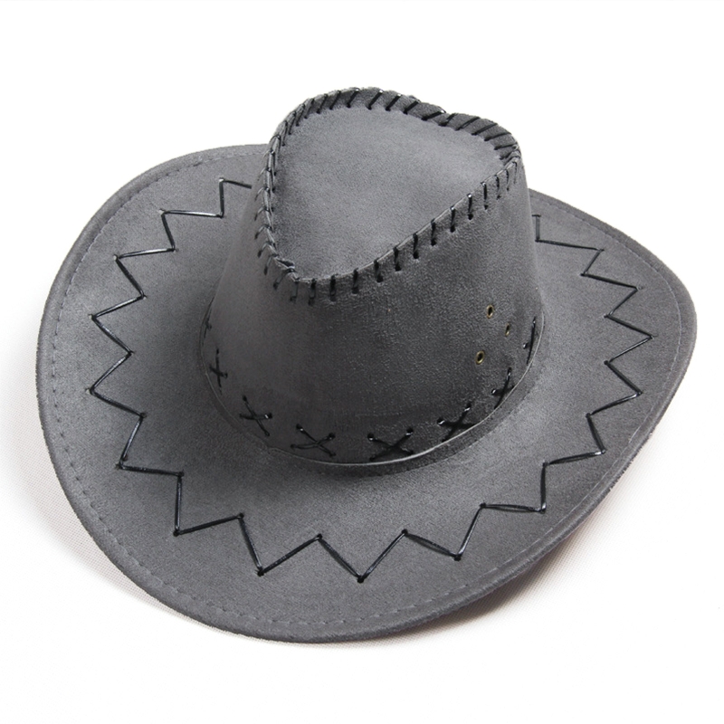 Retro Jazz Hat Wide Brim Trendy Basin Hat Unisex Vintage Western Cowboy Hat All-match Outdoor Sun Protection for Men Women: Gray
