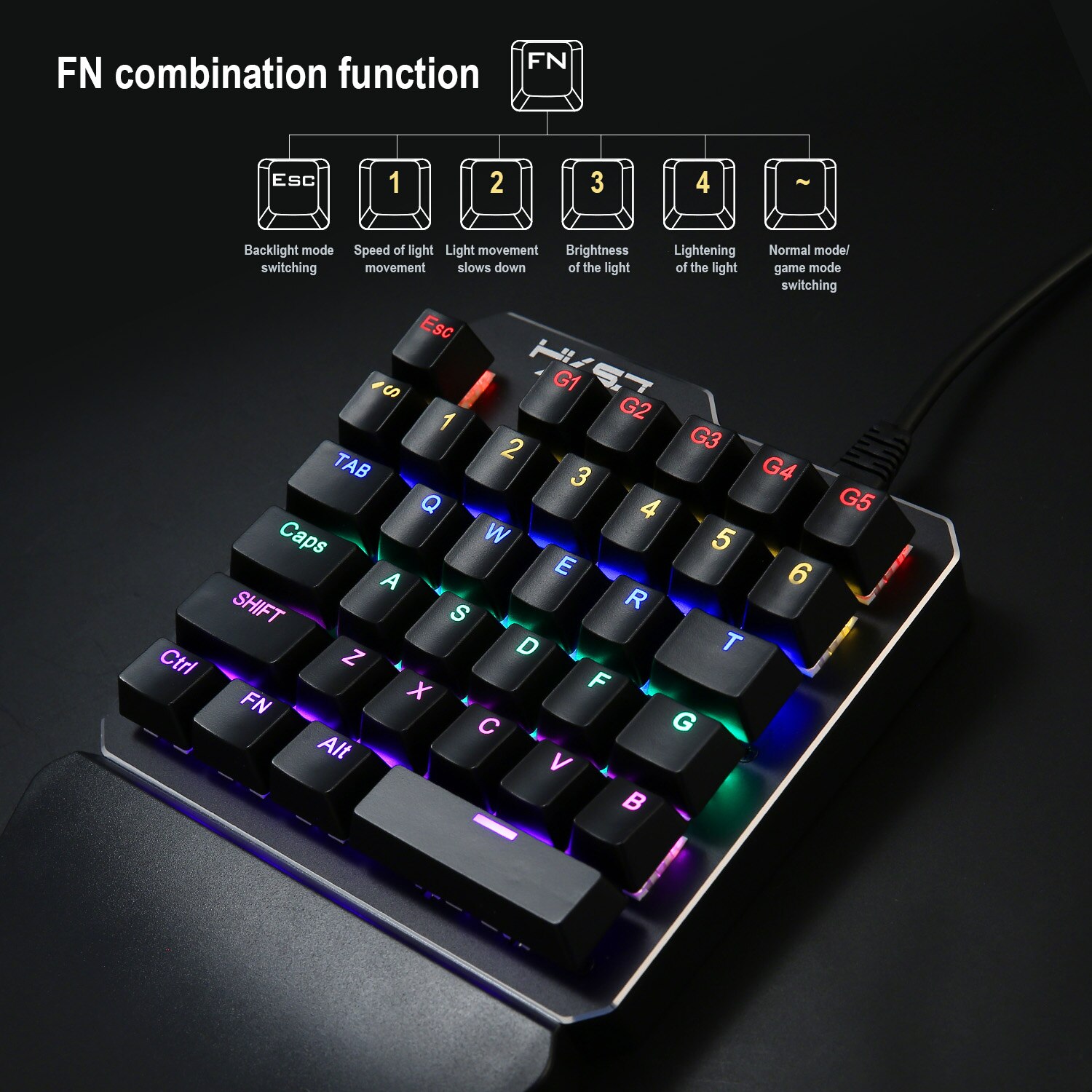 One-Handed Gaming mechani Keyboard RGB Backlit Portable Mini Keypad Ergonomic Game Controller for PC PS4 Xbox Gamer For Mobile