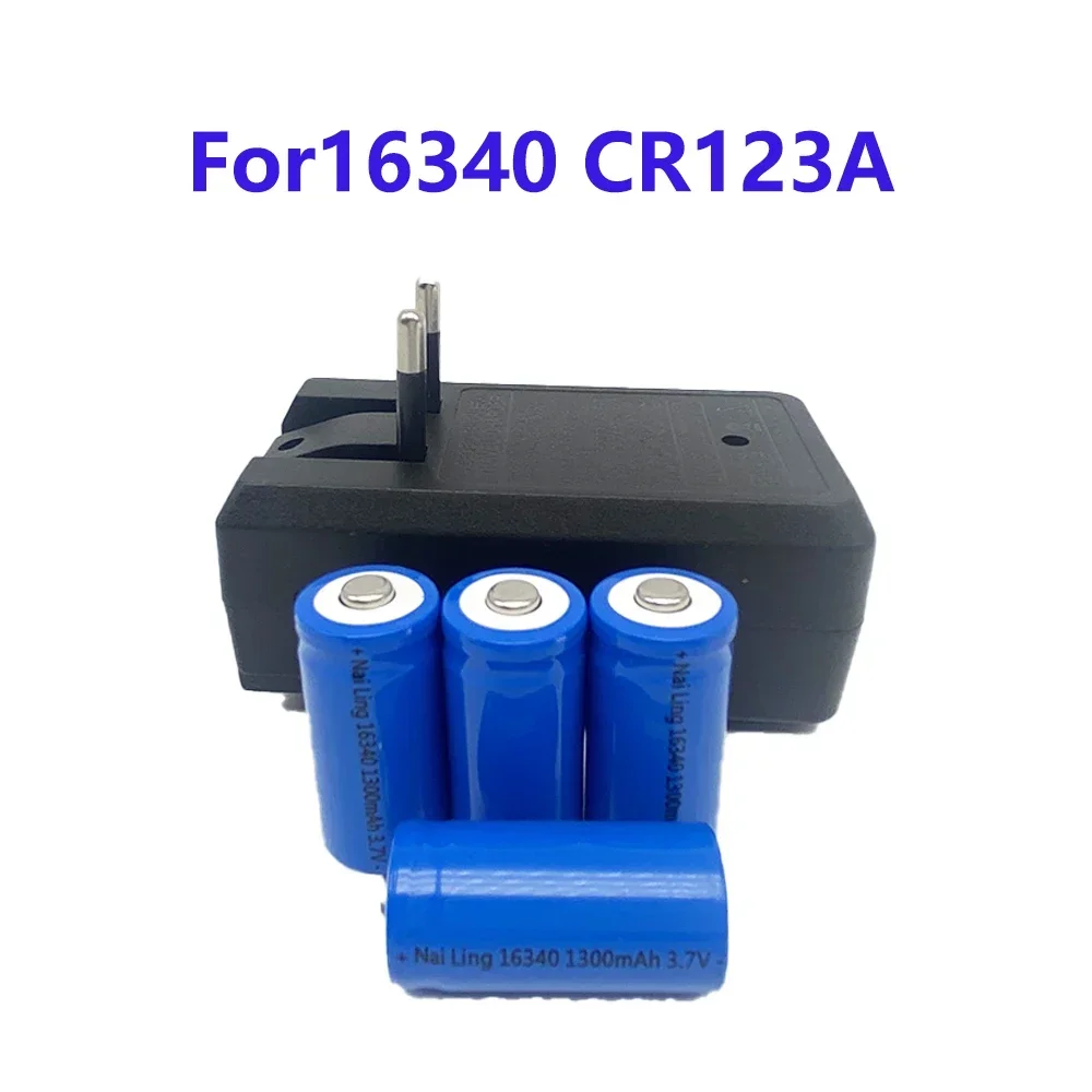 1300 mAh wiederaufladbare 3,7 V Li-Ion 16340 Batterien CR123A Batterie für LED-Taschenlampe Reise-Ladegerät 16340 CR123A Batterie