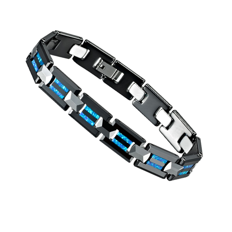 CH-95 bracelet de luxe pour hommes en céramique noire tungstène bleu opale bracelets pour hommes bijoux mâle breloque bracelets bijoux