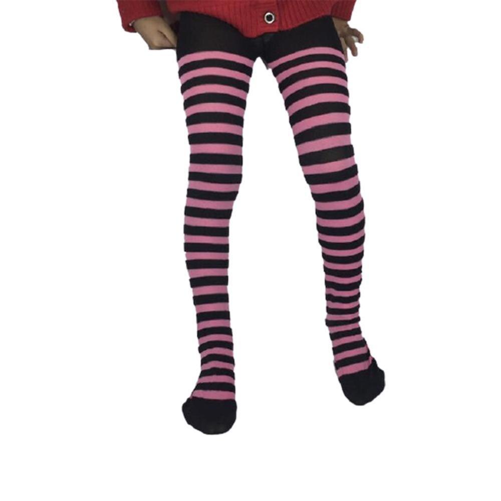 Halloween cosplay kinderen gestreepte panty's kousen kinderen jongens kerst panty's maskerade kostuums meisjes babyfeest kind  j8 a 1: Roze en zwart