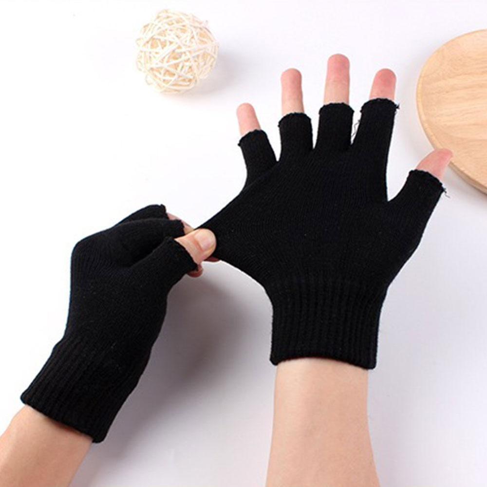 Halvfinger uldhandsker kashmir kort uldstrikket håndled luffen vinter varm unisex uldstræk fingerløse handsker