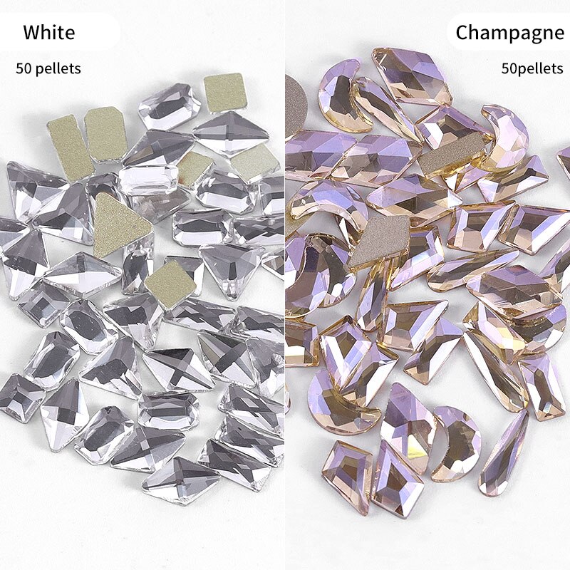 Mixed 100Pcs Nail FlatBack Super Glitter Crystal AB Rhinestone Bright Black Nail Art Rhinestones Stone DIY Manicure Decorations