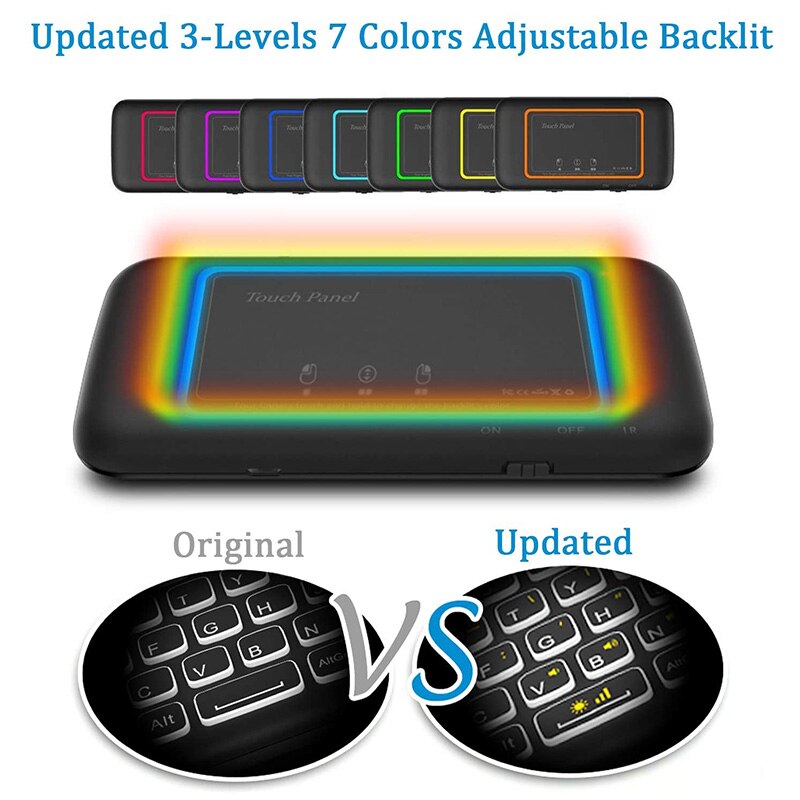 2.4G Wireless Keyboard H20 Mini Backlight Touchpad Air Mouse IR Leaning Remote Control for Andorid Box Smart TV Windows PC