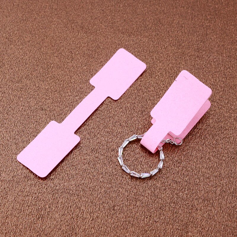 100 pz/lotto carta bianca gioielli anello adesivi Display etichette per imballaggio etichette 6x1.2cm rettangolo adesivo di carta per anelli: Pink