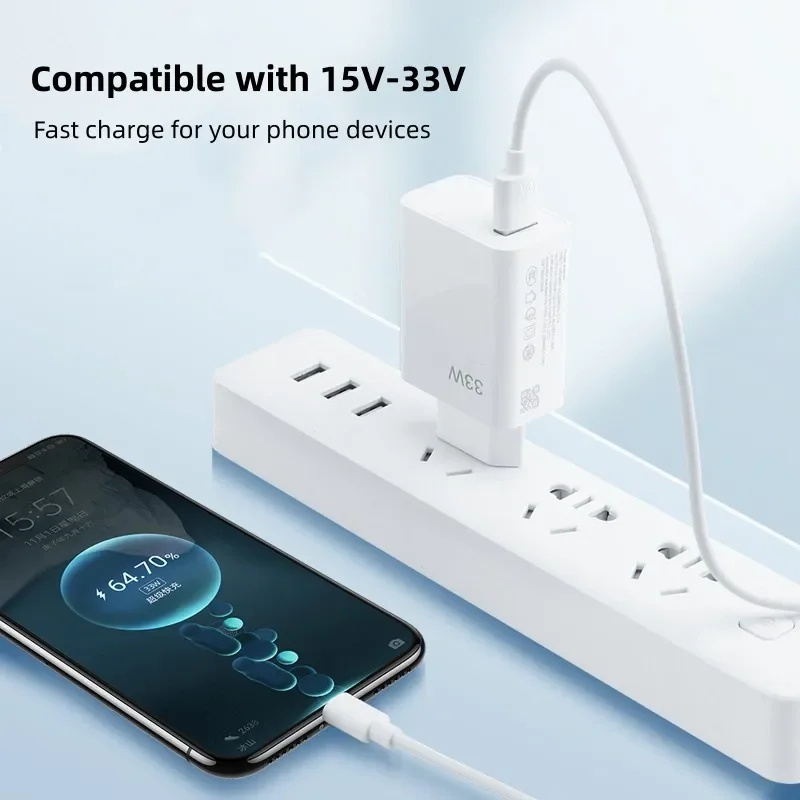 Cargador USB 33W cargador de carga rápida 6A Cable USB tipo C para Xiaomi mi14 13 12 Redmi iPhone Oneplus adaptador de cargador de teléfono rápido