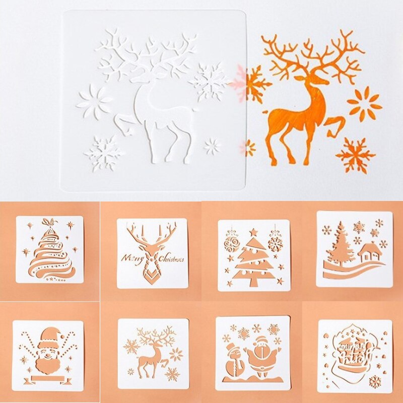 Kerst Kerstman Rendier Craft 12Pcs Stencils Embossing Schilderen Template Gelaagdheid Scrapbooking