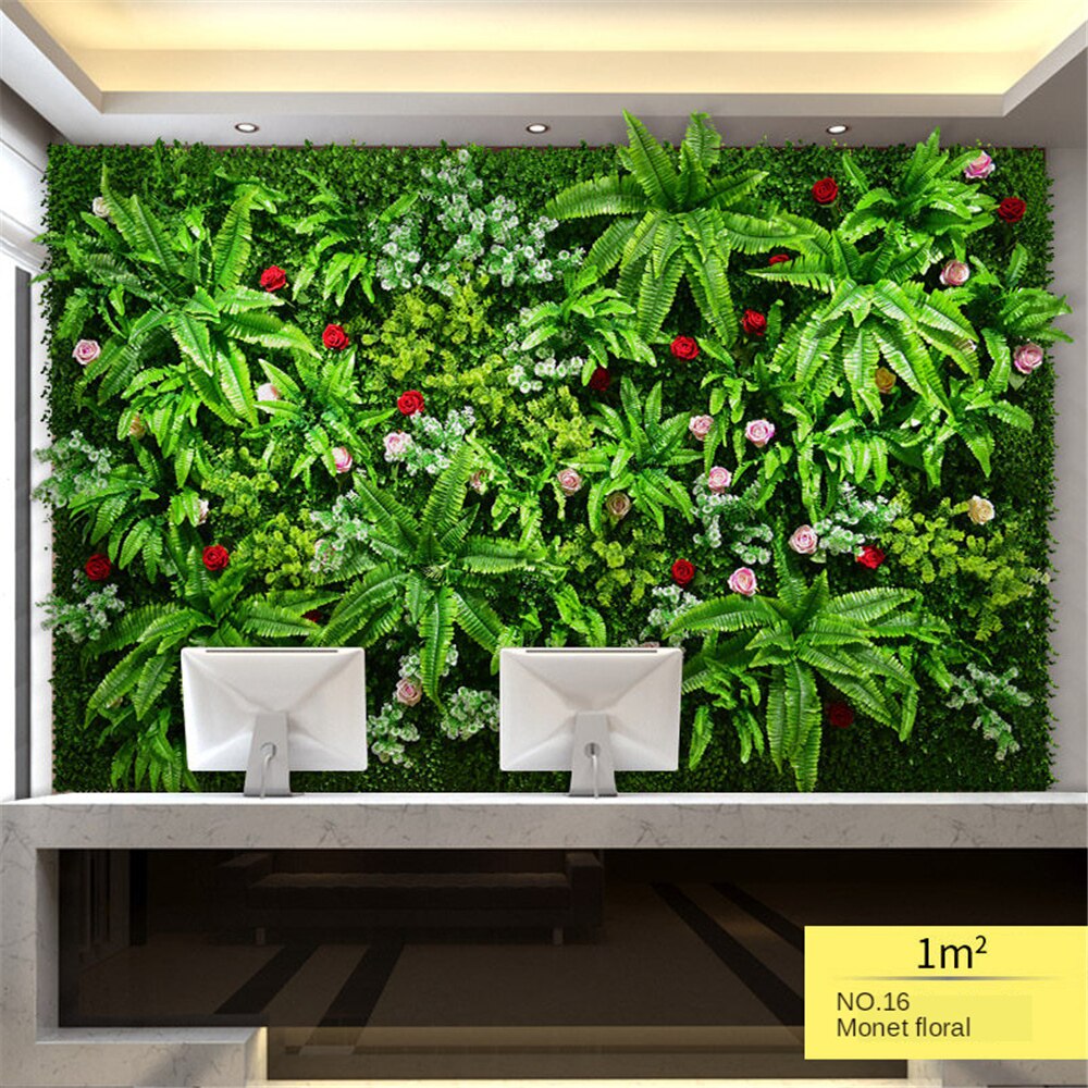 Aritfiske planter blomst grønne væg topiary hæk egnet til boligindretning uv beskyttet baggrund udendørs have hegn privatliv: P 16