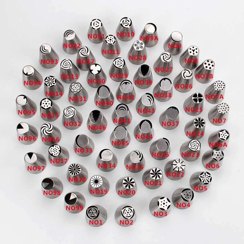 59pcs Stainless Steel 304 Cake Cupcake Russian Piping Nozzles set DIY Cupcake Icing Tips set