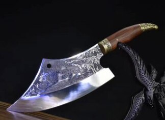 Chinese kitchen chef knife Multifunctional meat cleaver vegetable cutter Fixed blade Cooking tools: Grey