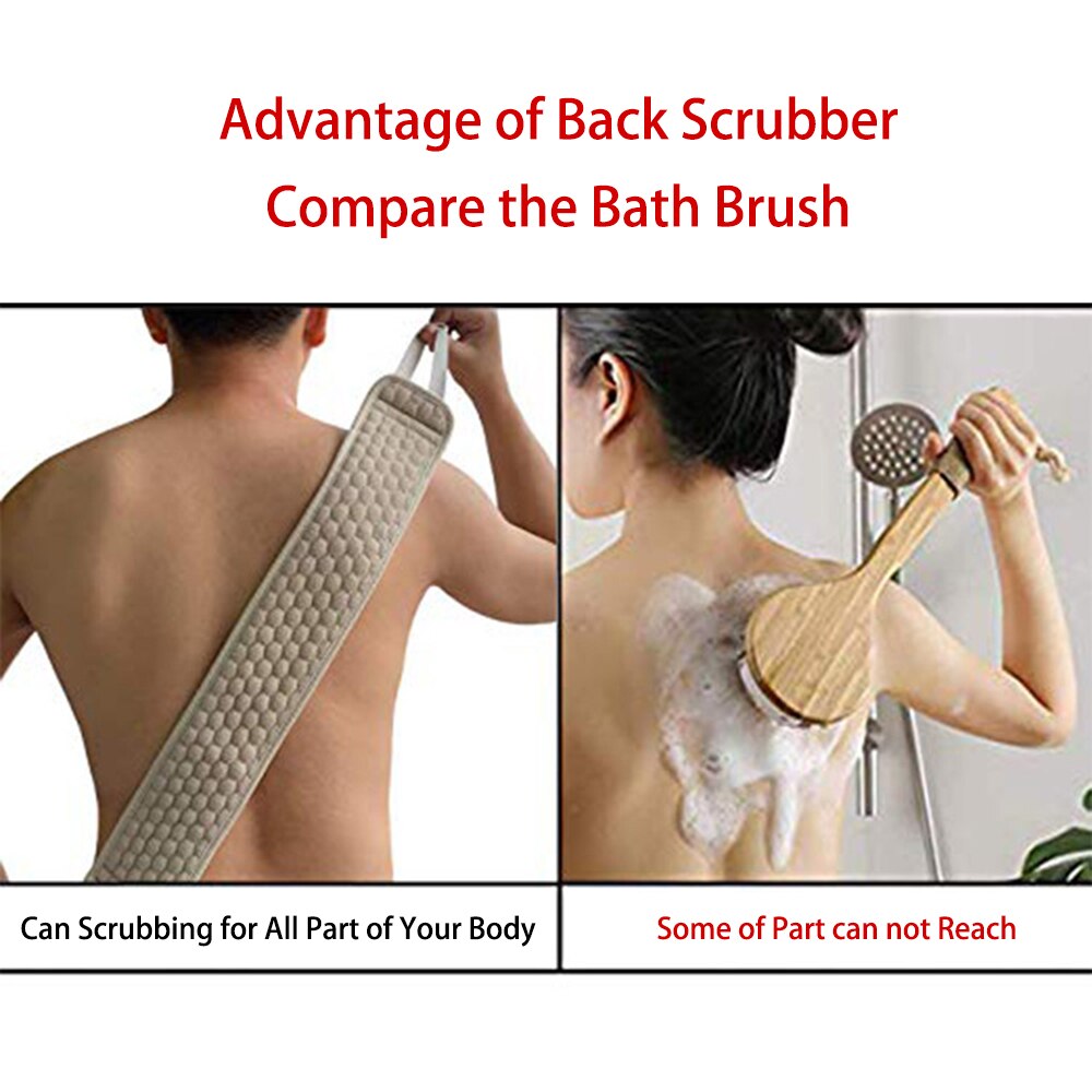 Soft Exfoliating Back Strap Massager Bath Towel Shower Massage Spa Scrubber Sponge Body Skin Health Cleaning Removing Dead Skin