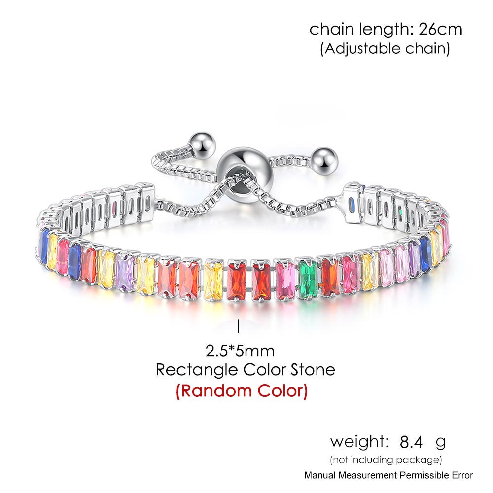 Braccialetti da Tennis multicolori regolabili per le donne signore matrimonio arcobaleno colorato zircone braccialetto di fascino mano catena gioielli DZH043