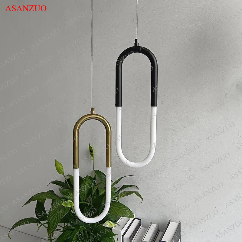 U-formade led-hänglampor i mässing för sovrum, sängbord, lång hängande lampa, köksö, matbord, heminredning, armaturer