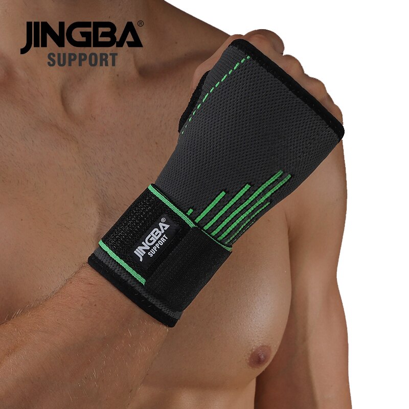 Jingba Ondersteuning 1 Pcs Gewichtheffen Polsbanden Ondersteuning Beschermende + Pols Brace Joint Protector Boksen Hand Wraps: Bandage Green / S-M