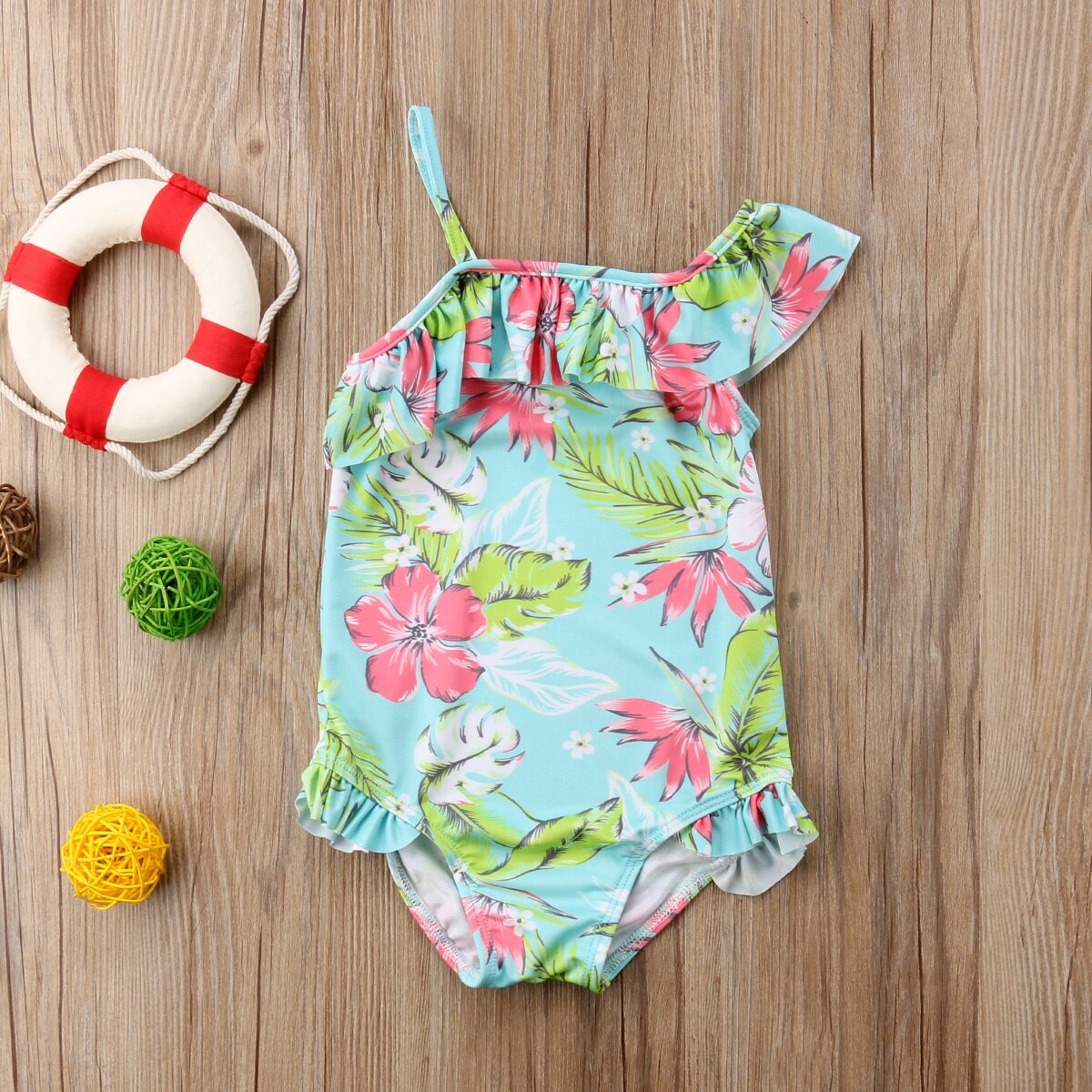 Traje De Baño De 3 Piezas Para Niñas – Bikini Con Falda Floral, Ajustable, Ideal Para Playa Y Piscina