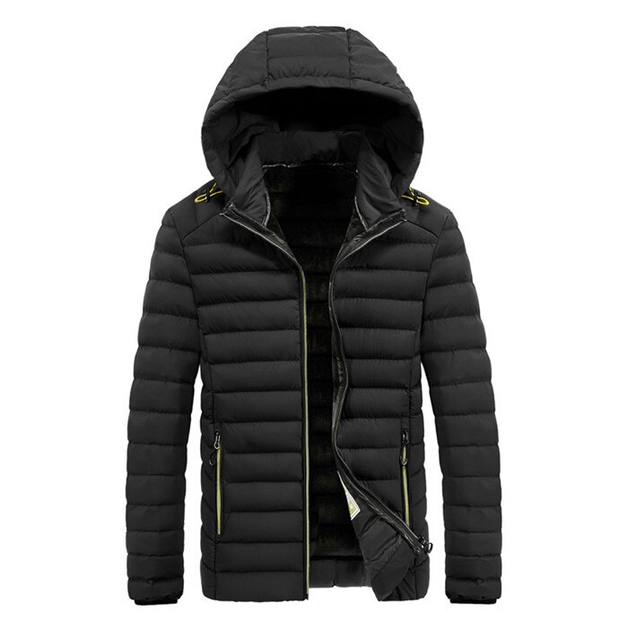 Riinr top warme heren warme winterjas winddicht casual bovenkleding dikke jas heren parka met capuchon parka's heren: Zwart / 4xl