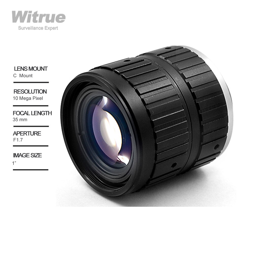 HD CCTV Lens 10 Megapixels 35mm F1.7 C Mount 1" Industrial Machine Vision Lens for IP Security Camera