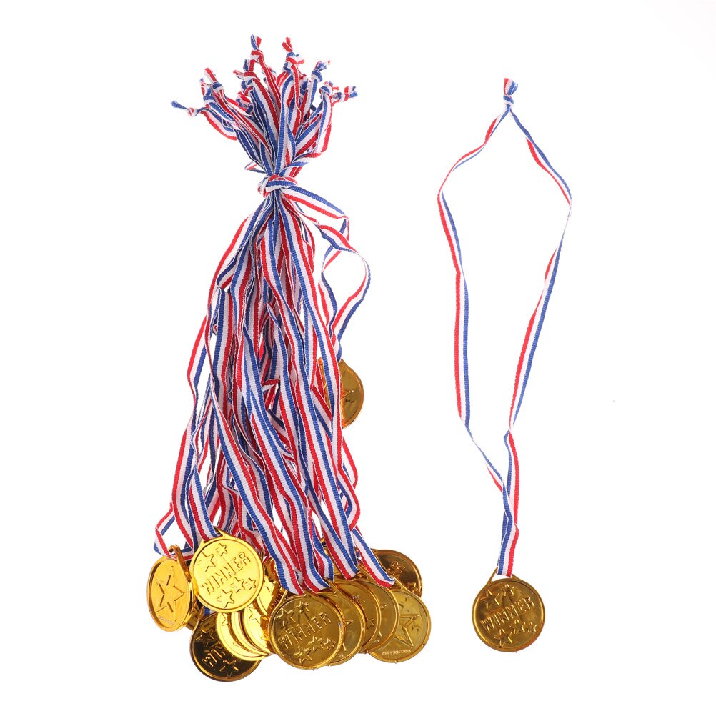 20pcs Winners Gold Plastic Medals Sports Day Party Bag Prize Awards Toys for Children