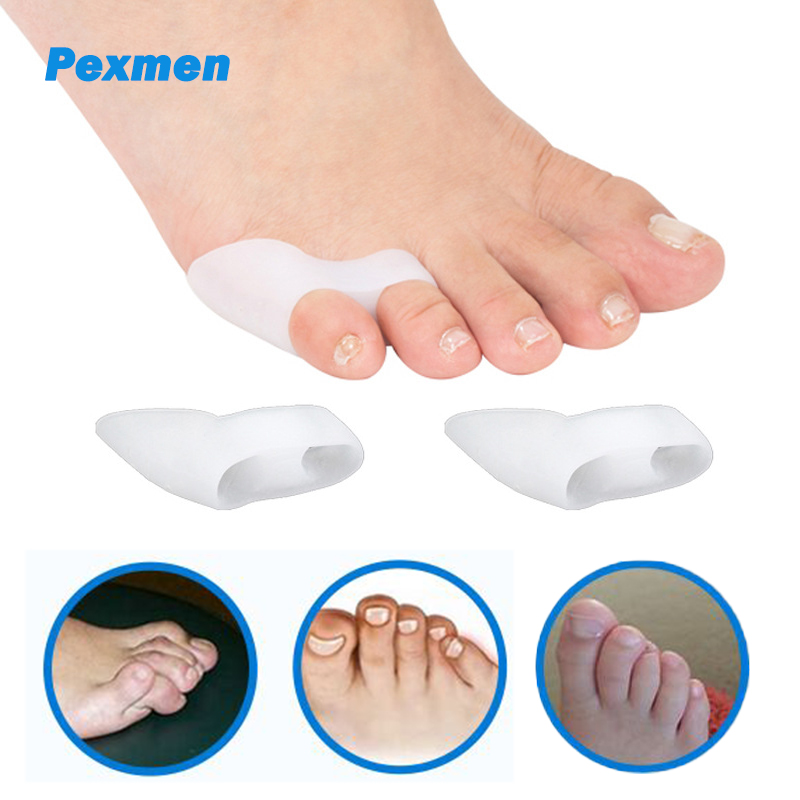 Pexmen 2Pcs Gel Pinky Toe Separator Bunionette Corrector Bunion Pads Little Toe Protector Pain Relief Spacer Foot Care Tool