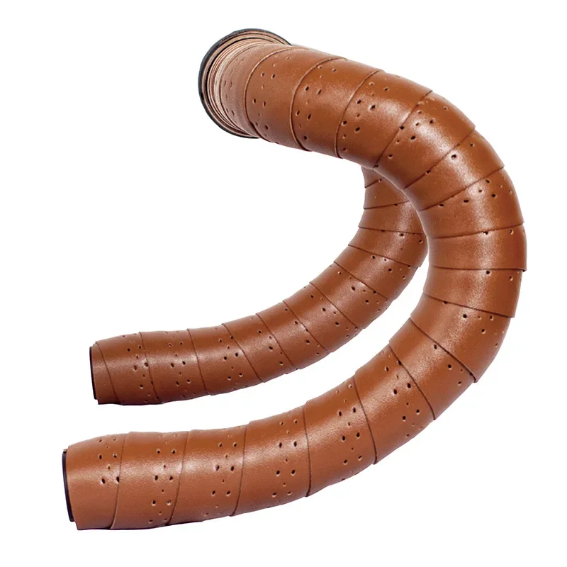 Vintage Perforated Bicycle Handlebar Straps Leather Shock Absorbing Anti-slip Comfort Extended Road Bike Handlebar Straps