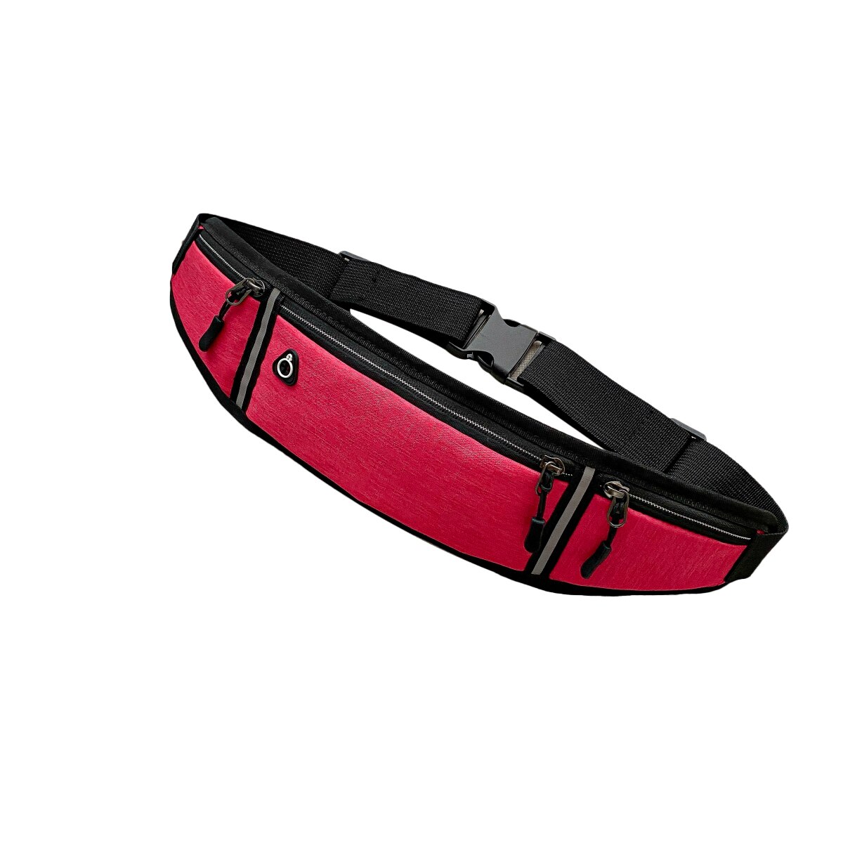 Kvinner sport midje bag utendørs reflekterende stripe fitness mobiltelefon midje bag med øretelefon hull jogge løpebager: Hot pink
