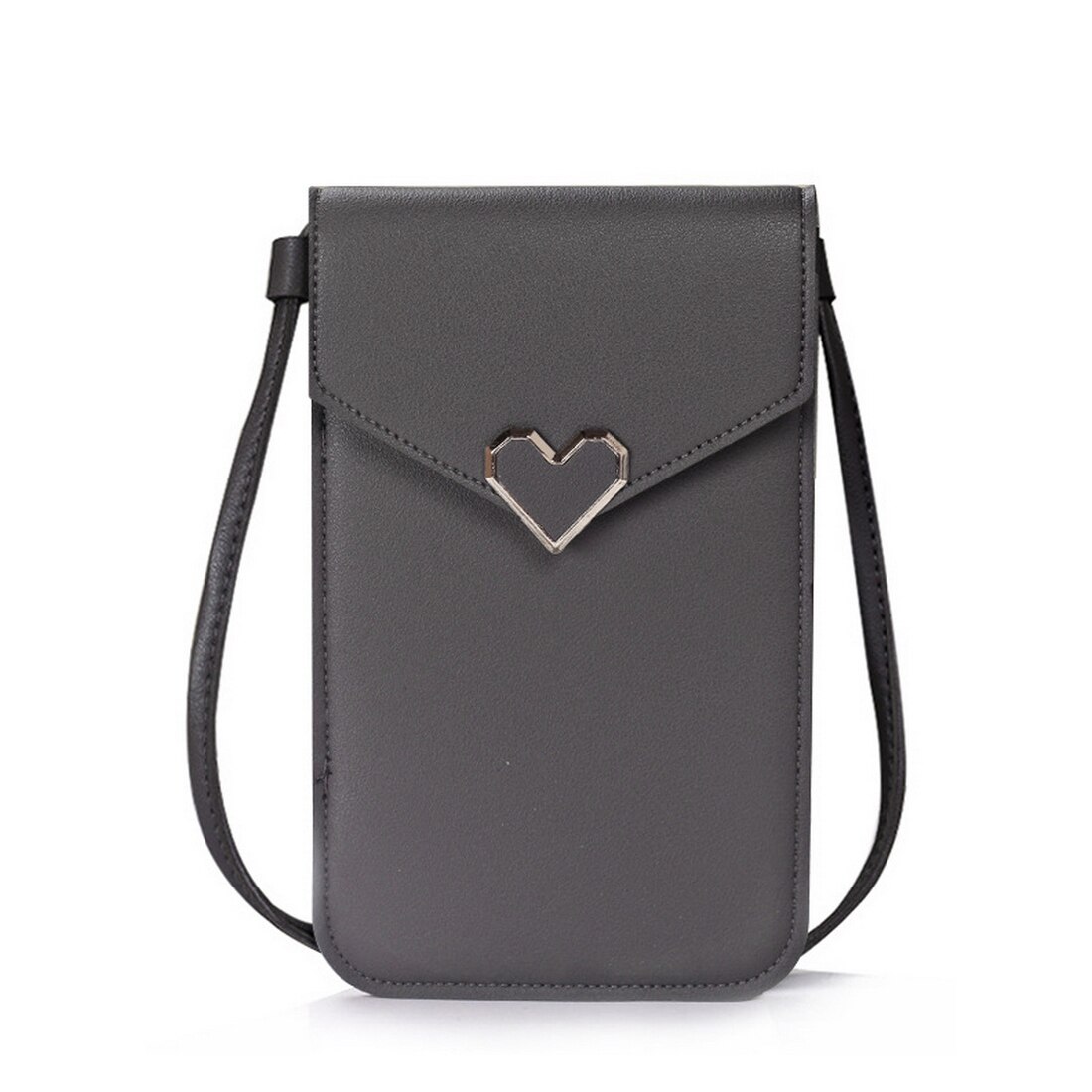 Touch Screen Mobiele Telefoon Purse Smartphone Portemonnee Lederen Schouderband Handtas Vrouwen Tas Voor Iphone X S10 Huawei P20: dark gray