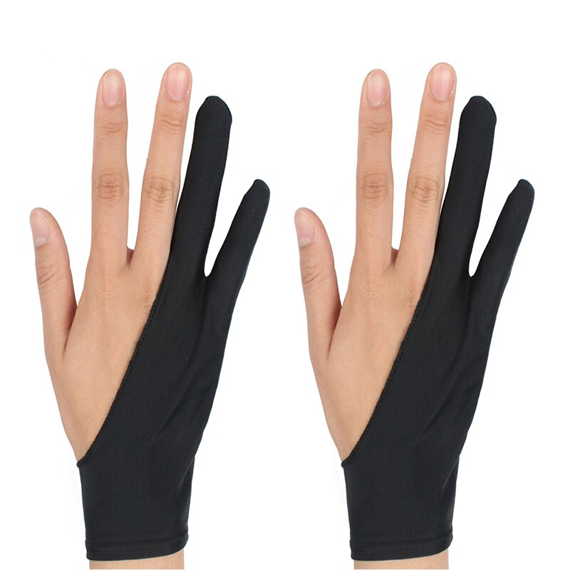 Anti-Touch Two Finger Tablet Stylus Pen Gloves Drawing Sweat-Proof Anti-Fouling Unisex Painting Glove For Touch Pen: Gloves 2PCS