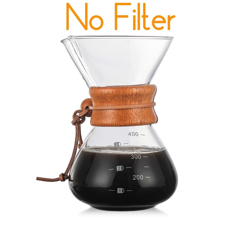 Hoge Temperaturen Glas Koffiezetapparaat Koffiepot Espressomachine Met Rvs V60 Filter Pot: No filter