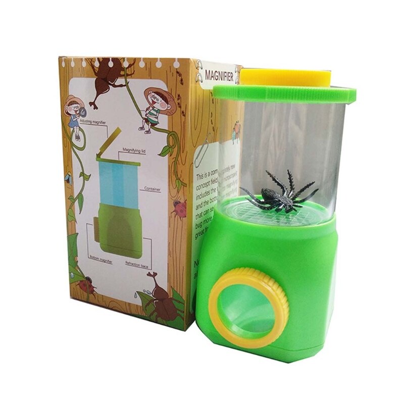 Portable Children Outdoor Insect Observation Box Flip Lid Two-way Magnifying Glass Observation Cup Kids Birthday