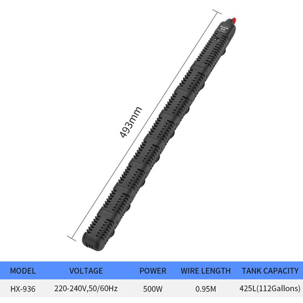 NICREW – chauffe-eau Submersible pour Aquarium 50-500W, avec affichage LCD, réglable, température constante, eau chaude: 500W