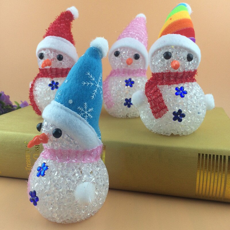 Mini snemand lys jul xmas farverige flash børns legetøj hjemme desktop ornamenter