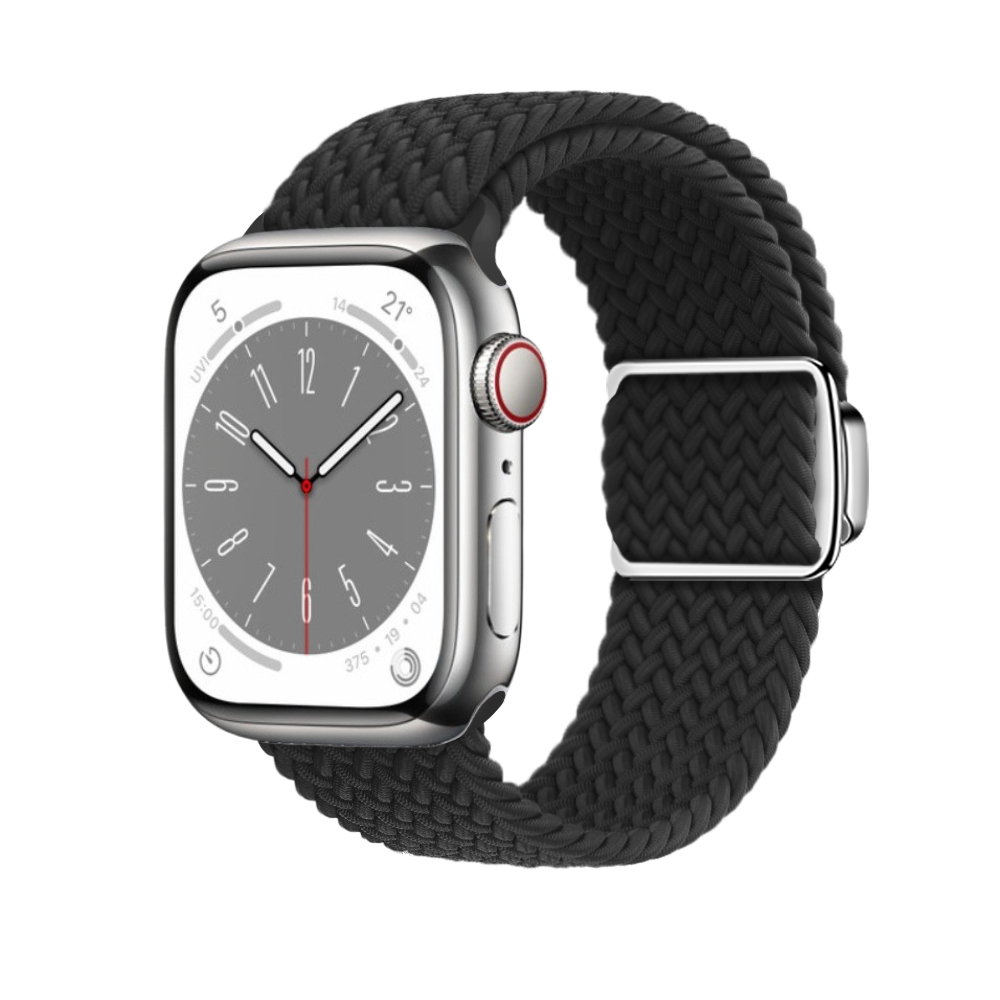 Nylon-Schlaufenarmband für Apfel Uhr Band 45 mm 44 mm 46 mm 42 mm 49 mm 41 40 38 mm Magnetarmband iWatch Serie Ultra 10 9 8 7 6 5 SE: Weiß Schwarz / 14mm