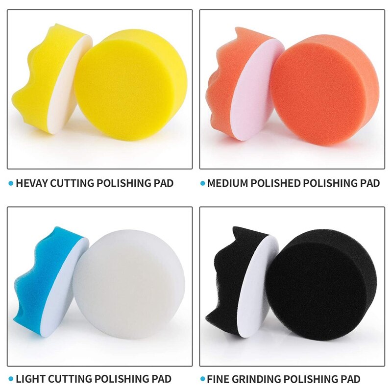 25PCS 3 Inch Polishing Buffing Pad Kit With Suction Cups, Drill Adapters, Sponge Polishing Pads, Wool Buffer Pads