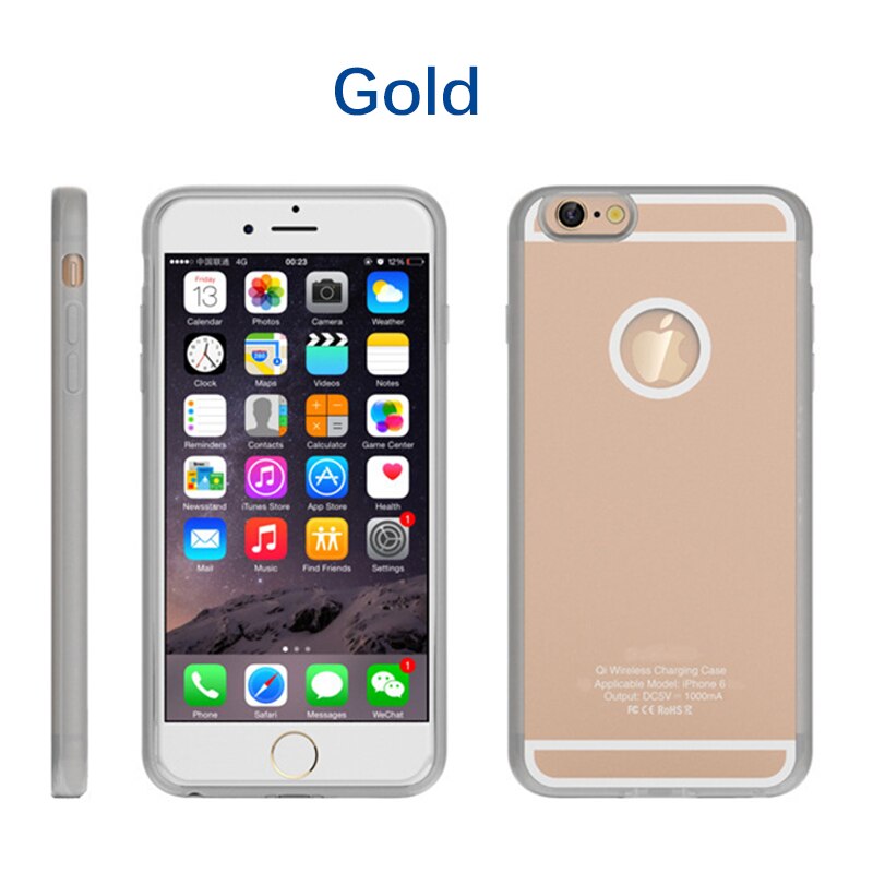 Receptor de carregador rápido sem fio qi, bobina para carregador de iphone 5 5S se, capa receptora sem fio para iphone 6 capa 6s 7 plus: For iPhone 6P 6sP 7P / Gold