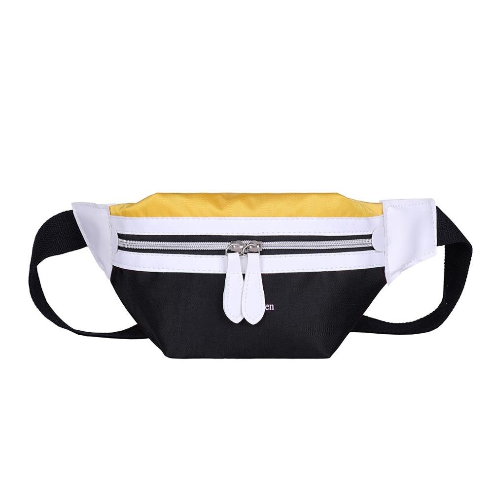 Frauen Leinwand Patchwork Farbe Schulter Crossbody Brust Taschen Packs Weibliche Gürtel Tasche Schwarz Koreanische Stil Taille Pack/ E
