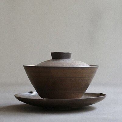 Pinny forgyldt retro gaiwan håndlavet rust glasur te terrin kinesisk kung fu te sæt te ceremoni tilbehør keramik drinkware: C