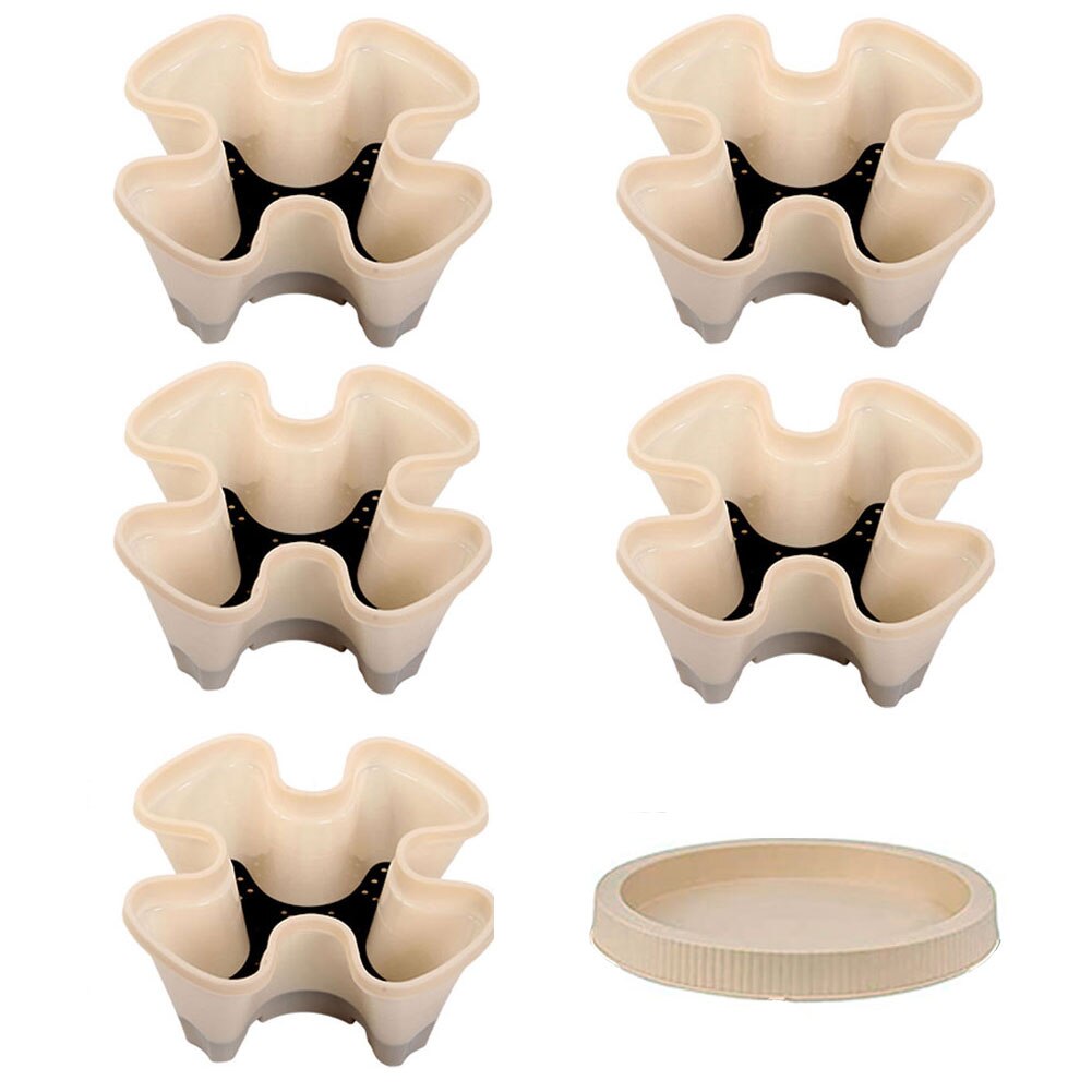 5Pcs Dimensionale Drie-Bloemblaadje Bloempot Aardbei Bekken Multi-layer Bovenop Teelt Pot Groente Fruit Planten Pot: WHITE