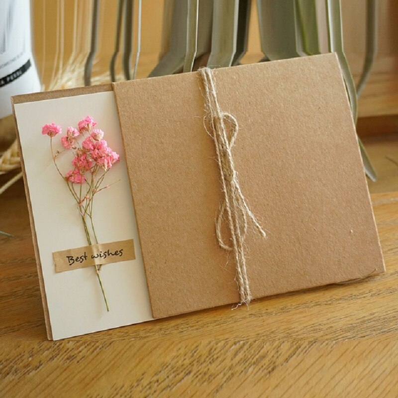 1Pack 17*12cm Kraft leer getrocknete blumen Geburtstag Karte für Weihnachten hochzeit einladung karte grußkarten mit sonnenblume Rose: 10